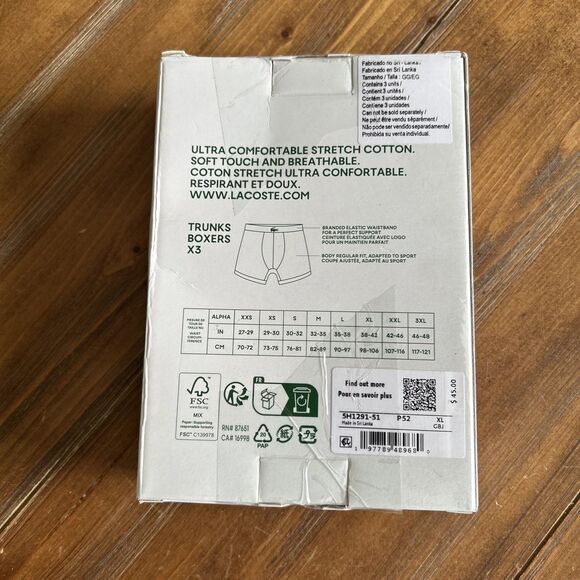 Lacoste Men's Cotton Stretch Mini Croc Print Trunk  3-Pack Large XL MSRP $45 - Picture 5 of 6